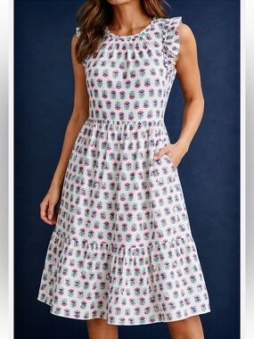 NWT J Crew Ruffle Floral Tiered Midi Dress Sz 10 Cottage Feminine Boho